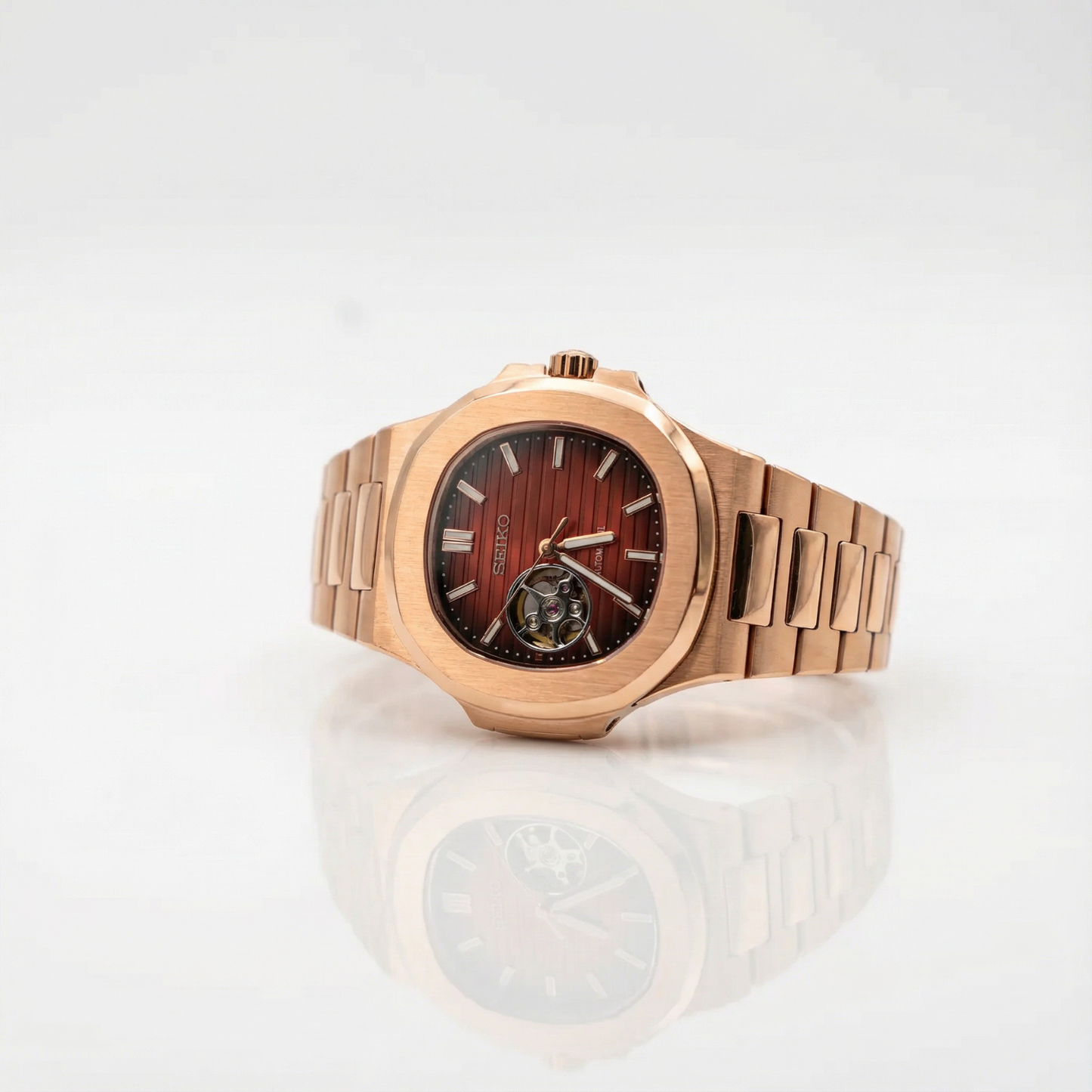 Nautiko - Rose Gold Chocolate Open Movement