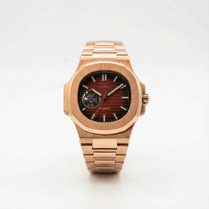 Nautiko - Rose Gold Chocolate Open Movement